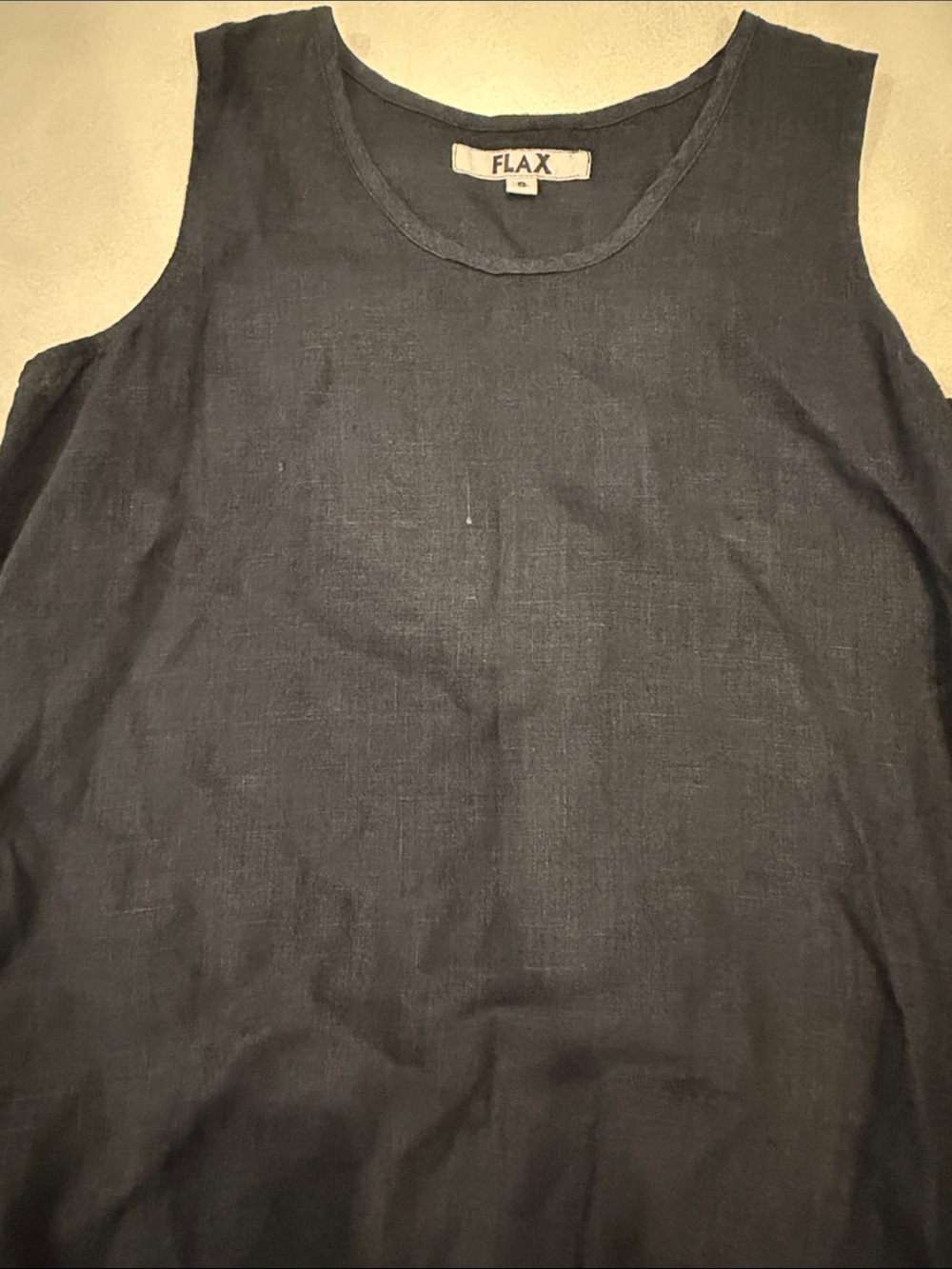 FLAX Black Linen Scoop Neck Tank - Picture 2 of 5